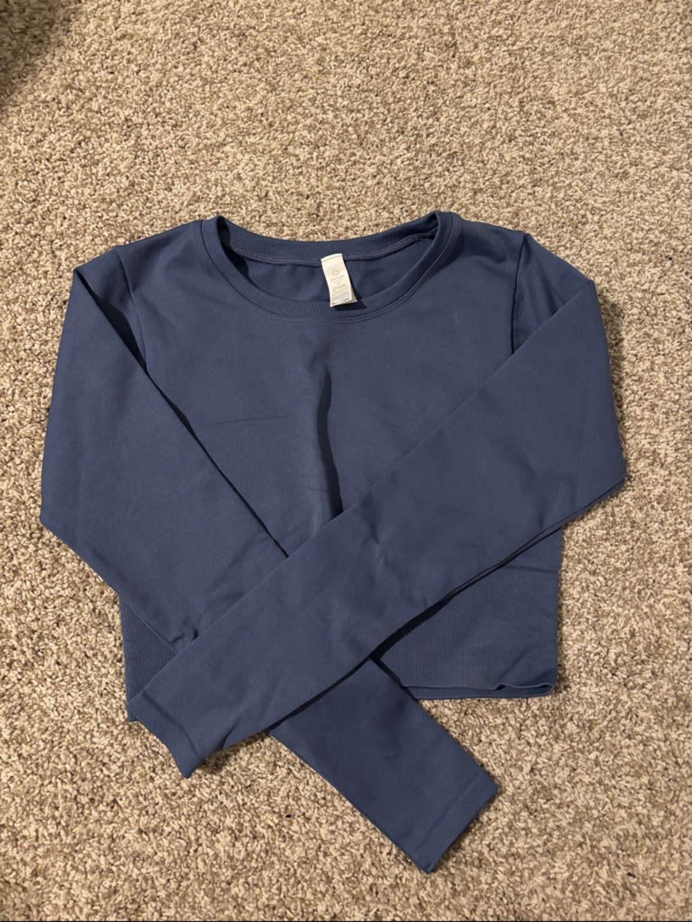 aerie Long-Sleeve Cropped Top - Navy Blue